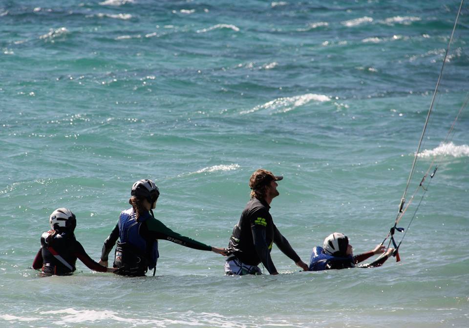 Body dragging kitesurfing